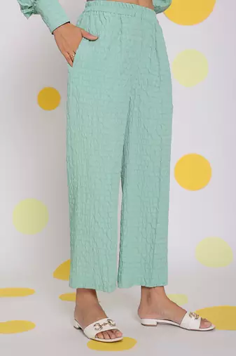 Light green summer relaxed wide leg everyday wear pants