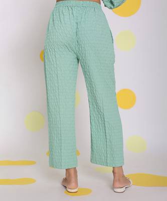 Light green summer relaxed wide leg everyday wear pants 4