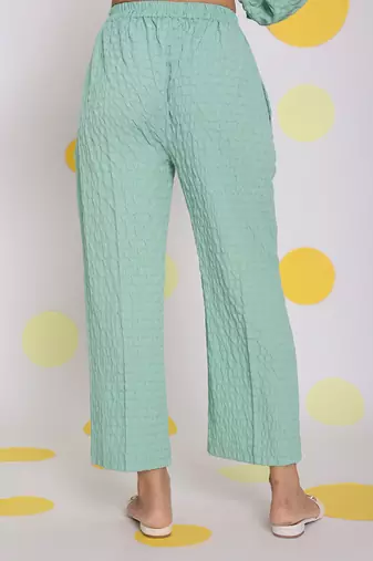Light green summer relaxed wide leg everyday wear pants