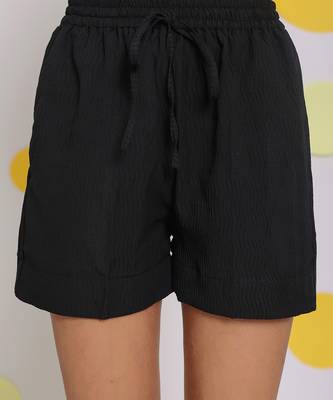 Black summer relaxed casual high waist shorts 1