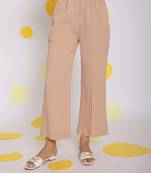 Beige summer relaxed wide leg everyday wear pants