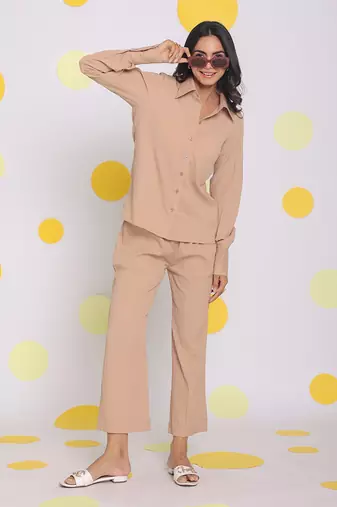 Beige summer relaxed wide leg everyday wear pants