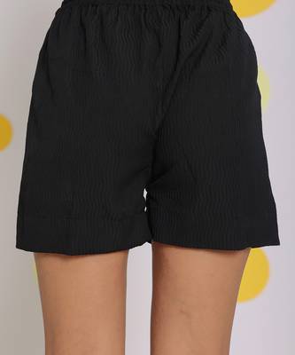 Black summer relaxed casual high waist shorts 4