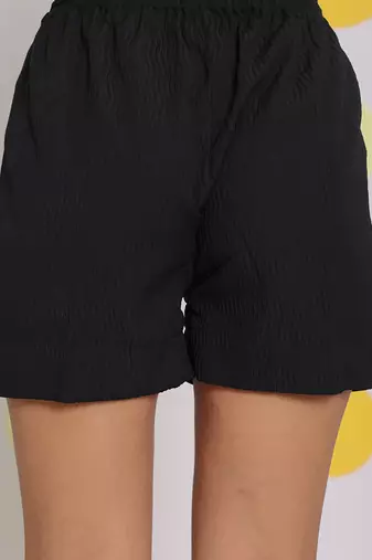 Black summer relaxed casual high waist shorts