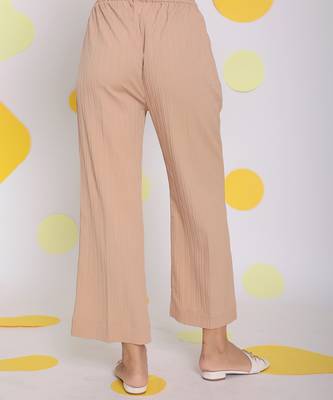 Beige summer relaxed wide leg everyday wear pants 5