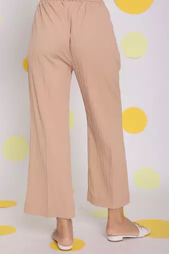 Beige summer relaxed wide leg everyday wear pants