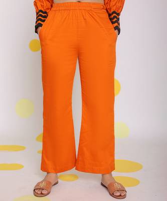 Rust orange summer relaxed wide leg 100% cotton pants 1