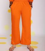 Rust orange summer relaxed wide leg 100% cotton pants