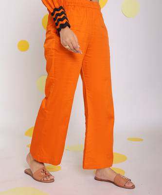 Rust orange summer relaxed wide leg 100% cotton pants 4