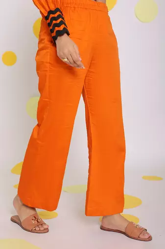 Rust orange summer relaxed wide leg 100% cotton pants