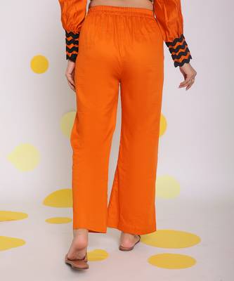 Rust orange summer relaxed wide leg 100% cotton pants 5