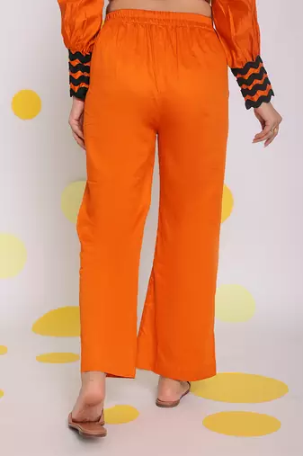 Rust orange summer relaxed wide leg 100% cotton pants