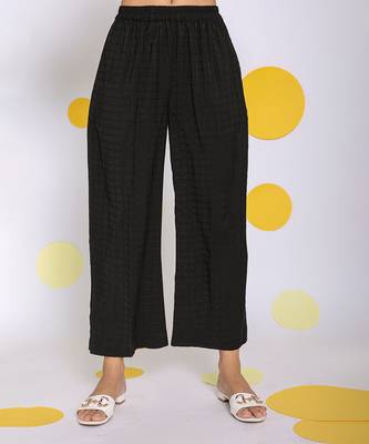 Black summer relaxed wide leg everyday wear pants 1