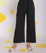 Black summer relaxed wide leg everyday wear pants