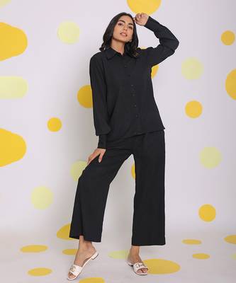 Black summer relaxed wide leg everyday wear pants 3