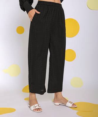 Black summer relaxed wide leg everyday wear pants 4