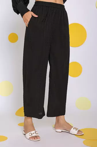 Black summer relaxed wide leg everyday wear pants