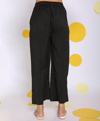 Black summer relaxed wide leg everyday wear pants 5