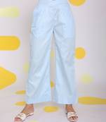 Sky blue summer relaxed wide leg 100% cotton pants
