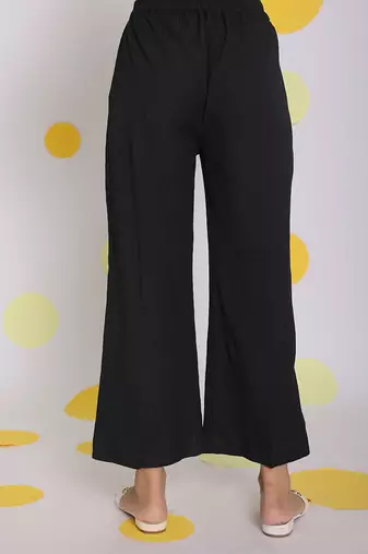 Black summer relaxed wide leg everyday wear pants
