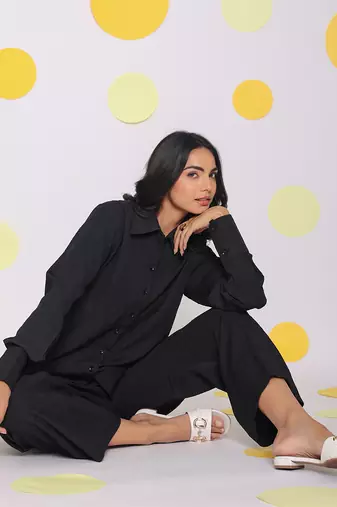 Black summer relaxed wide leg everyday wear pants