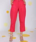 Hot pink summer cropped relaxed formal 100% cotton pants