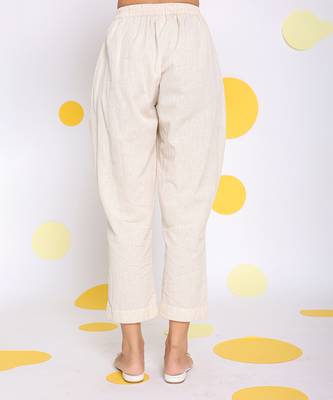 Off white summer relaxed formal linen pants 6