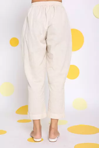 Off white summer relaxed formal linen pants