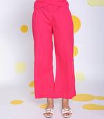 Hot pink summer waist cross tie up  relaxed wide leg linen pants