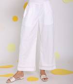 White summer relaxed wide leg formal linen pants