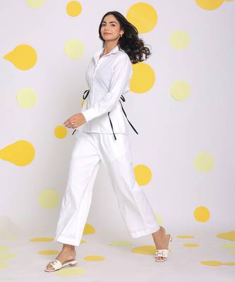 White summer relaxed wide leg formal linen pants 3