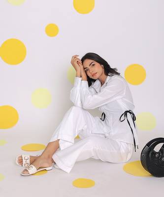 White summer relaxed wide leg formal linen pants 4