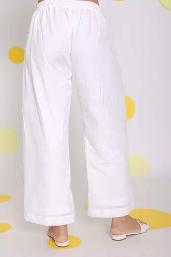 White summer relaxed wide leg formal linen pants