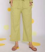 Light green summer relaxed wide leg everyday wear linen pants