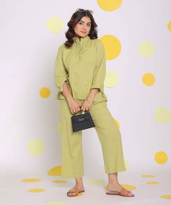 Light green summer relaxed wide leg everyday wear linen pants 3