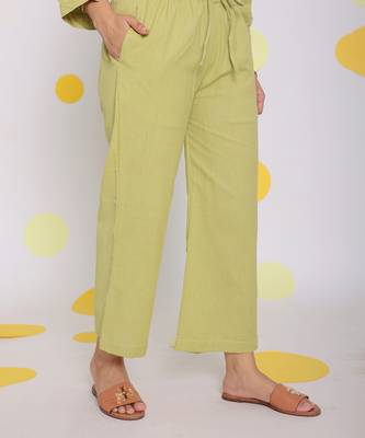 Light green summer relaxed wide leg everyday wear linen pants 4