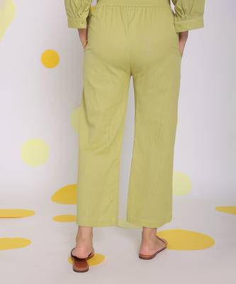Light green summer relaxed wide leg everyday wear linen pants 5