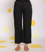 Black summer relaxed wide leg everyday wear 100% cotton pants