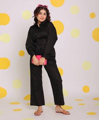 Black summer relaxed wide leg everyday wear 100% cotton pants 3