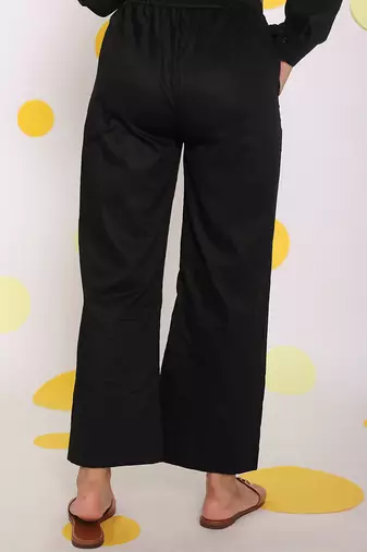 Black summer relaxed wide leg everyday wear 100% cotton pants
