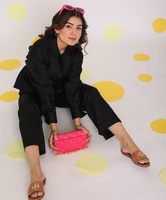 Black summer relaxed wide leg everyday wear 100% cotton pants 6