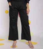 Black summer relaxed buttoned everyday wear 100% cotton pants