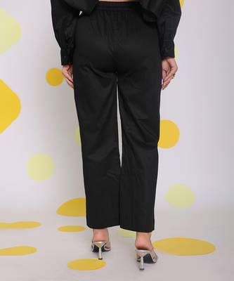 Black summer relaxed buttoned everyday wear 100% cotton pants 5