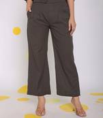 Grey relaxed buttoned summer formal linen pants