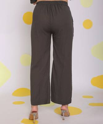 Grey relaxed buttoned summer formal linen pants 5