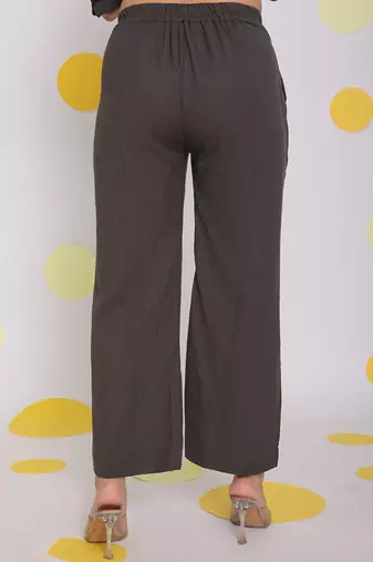 Grey relaxed buttoned summer formal linen pants