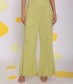 Light green summer relaxed high waist pant linen pant