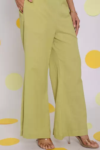 Light green summer relaxed high waist pant linen pant