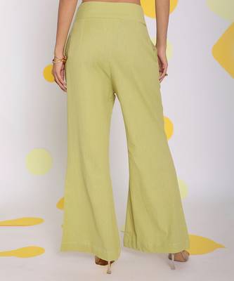 Light green summer relaxed high waist pant linen pant 4