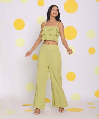 Light green summer relaxed high waist pant linen pant 5